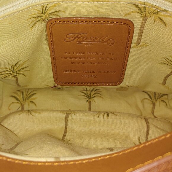 Fossil Basket Wave Woven Leather Handle Purse - Picture 11 of 12